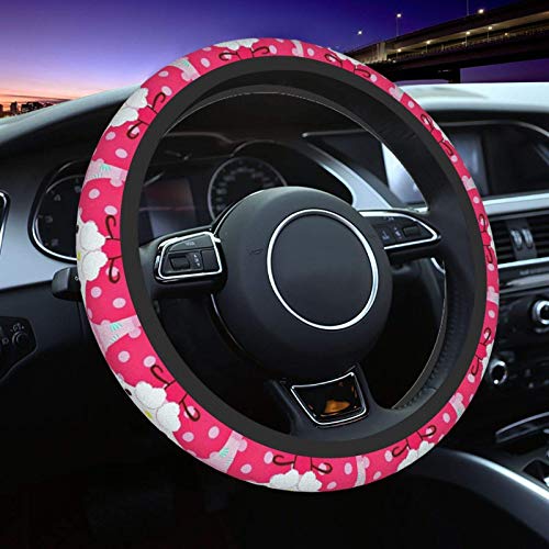 Pink Kitty Streering Wheel Cover Universal Fit 15 pulgadas, Elasticity Auto Car Wheel Protector para hombres mujeres