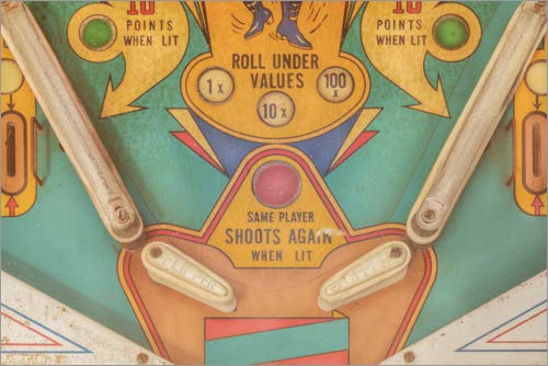 Posterlounge Cuadro de Madera 60 x 40 cm: The Vintage Pinball Machine de Martin Bergsma