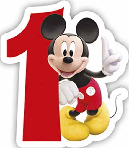 Procos 83149 Mickey Mouse Club House número 1 - Vela numeral, color rojo y blanco