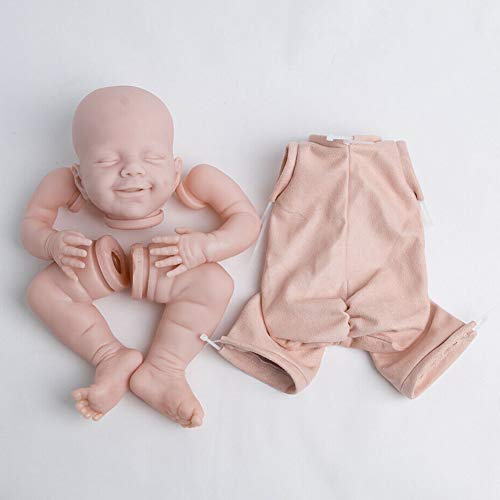 Reborn Doll Kit 22 pulgadas DIY Extremidades Cuerpo tela Sin pintar Suave Simulación Bebé durmiendo Regalo cumpleaños Realista No tóxico Divertido Juguete para niños Cabeza vinilo Recién nacido