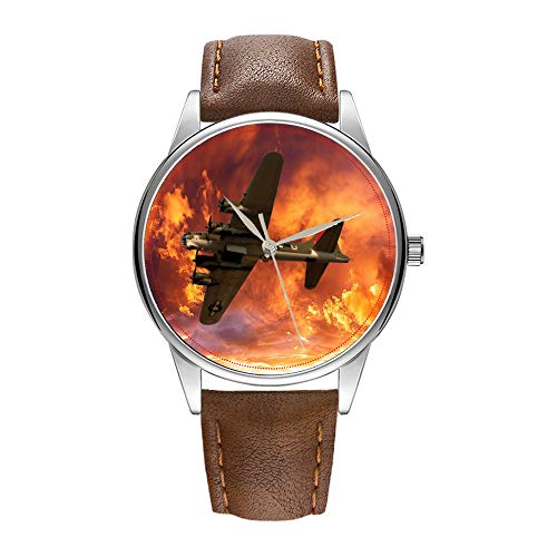 Reloj de hombre de cuarzo marrón Cortex para hombre, famoso reloj de pulsera de cuarzo para regalo de negocios B-17 Flying Fortress Relojes