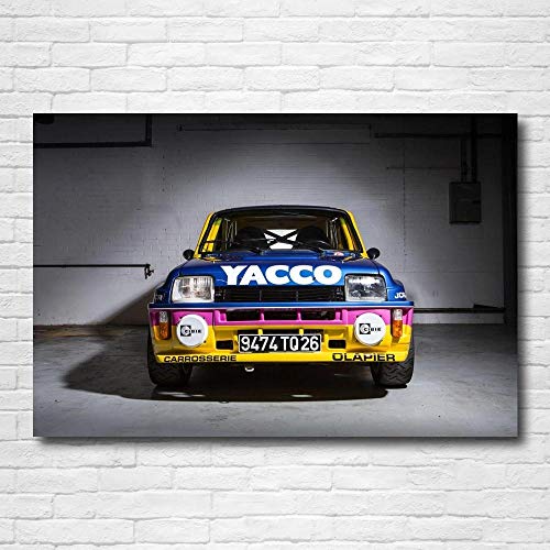 Renault 5 Turbo WRC Rally Race Racing Imagen de Coche Deportivo Carteles e Impresiones Lienzo Arte de Pared Pintura Moderna para decoración del hogar / 60x80 cm (sin Marco)