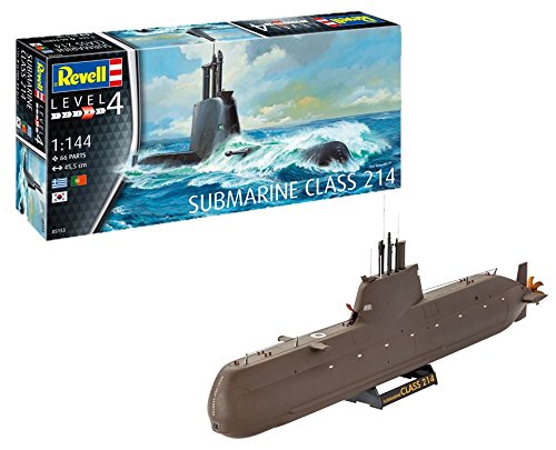 Revell Maqueta Submarino Class 214, Kit Modello Escala 1:144 (5153) (05153), Multicolor, 45,5 cm de Largo