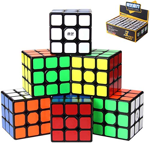 ROXENDA QIYI Qihang W Speed Cube, [Paquete de 6] 3x3x3 Juego de Cubo Mágico de Tamaño Completo de 56 mm, Easy Couring y Smooth Play Speed Cube, Juegos IQ para Niños y Adultos de Todas Las Edades