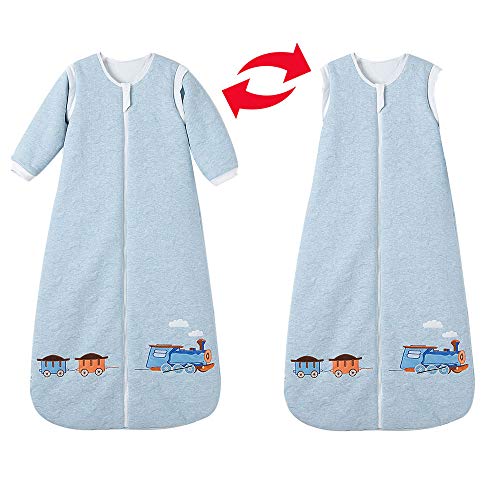 Saco de dormir para bebé de invierno con mangas, para niños y niñas recién nacidos, 3,5 tog, para niños de 0 a 10 años (130 cm/3 a 6 años), color azul