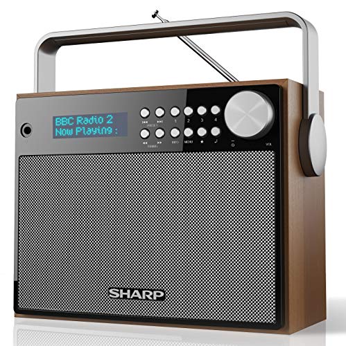 Sharp DR-P350 Radio despertador Digital Dab/Dab+/Fm con Rds, Alarma con Función despertador y Repetición de Alarma, Carcasa de Madera