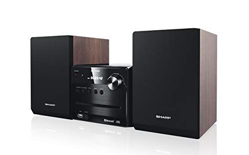 Sharp XL-B510(BR) - Microcadena Bluetooth, Radio FM, Reproductor de Audio USB, CD / CD-R / CD-RW, MP3, 3,5 mm Aux in, 40 vatios de Potencia, Altavoces de Madera para Mejor resonancia, Color Marron