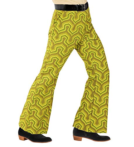 shoperama Pantalones retro para hombre, con y sin patrón, disfraz de los años 70, color verde, talla: XXL