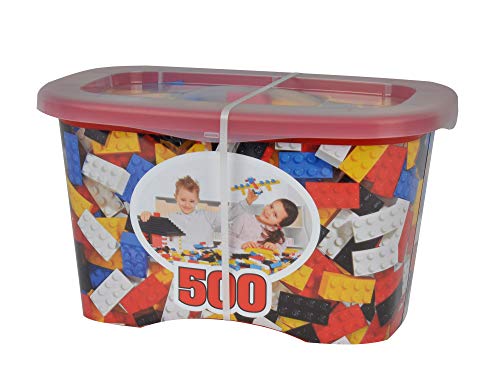Simba Blox – 500 Bloques de construcción para niños a Partir de 3 años, Caja de 8 Piezas con Placa Base, Totalmente Compatible, Colores Mezclados, Negro, Rojo, Blanco, Amarillo, Azul
