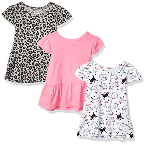Spotted Zebra 3-Pack Short-Sleeve Ruffle Tops Fashion-t-Shirts, Kitty Ninjas, 4T,