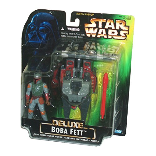 Star Wars Year 1996 Deluxe Series 4 Inch Tall Action Figure Vehicle Playset - Boba Fett with Wing-Blast Rocketpack, Overhead Cannon and 1 Missile