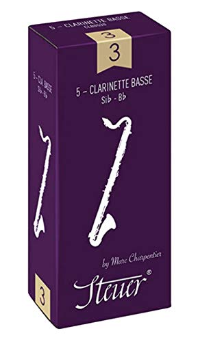Steuer - Canas Clarinete bajo Classic, diseñadas por Marc Charpentier, corte Francés, caja de 5, fuerza 3