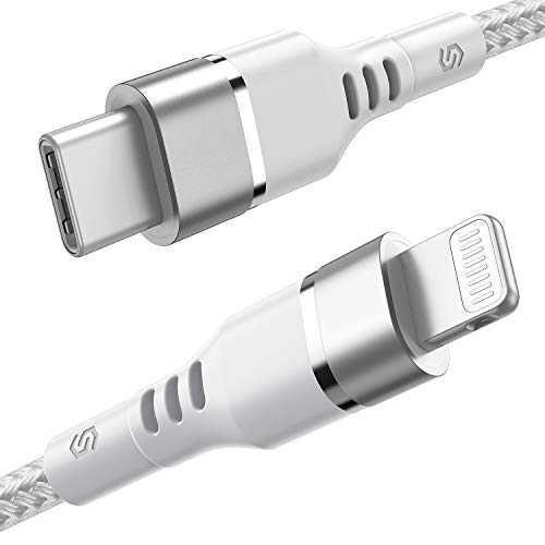 Syncwire - Cable de carga USB C a Lightning de 1,2 m [certificado Apple MFi ] tipo C Lightning de nailon compatible con iPhone SE2/11/11 Pro/11 Pro Max/X/XS/XS Max/XR/8/8 Plus y más (blanco)