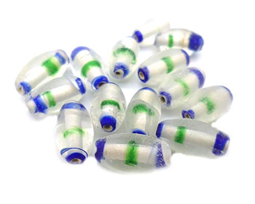 Tanglz - Juego de 40 cuentas de cristal incoloras, azul y verde, Lampwork, Scrapbooking, joyas, decoración