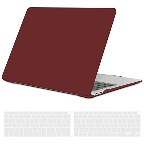 TECOOL Funda para 2020 2019 2018 MacBook Air 13 Pulgadas A2337 (M1) / A2179 / A1932, Cubierta de Plástico Dura Case Carcasa con Tapa del Teclado para Nuevo MacBook Air 13 con Touch ID - Vino Rojo