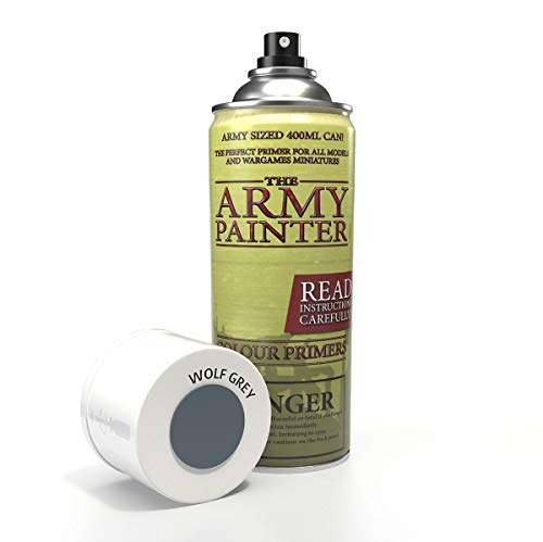 The Army Painter | Colour Primer |Wolf Grey| 400 mL, 13.5 oz Matte Acryllic Espray | Juegos de Mesa Wargamer Modelado y Pintura| Gris Lobo