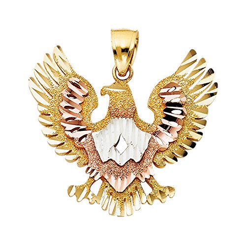 Top Gold & Diamond Jewelry TGDJ- Colgante de águila de Oro Amarillo de 14 Quilates, 28 mm de Altura y 32 mm de Ancho