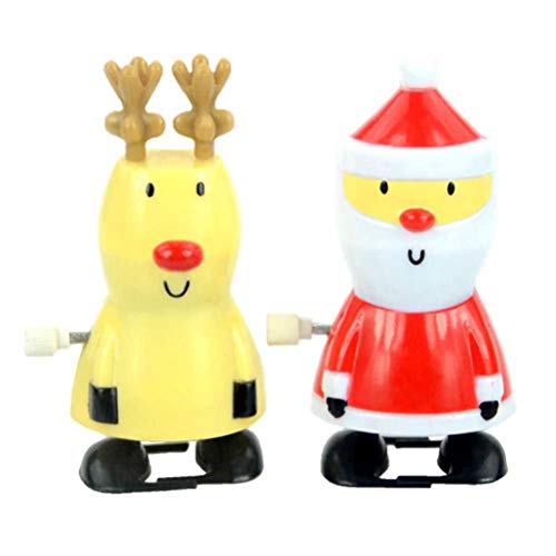 toyvian 2 x Up juguete aufzieh Figura Wind Up Papá Noel y reno Figura Reloj de juguete Navidad Regalo para bebé niños