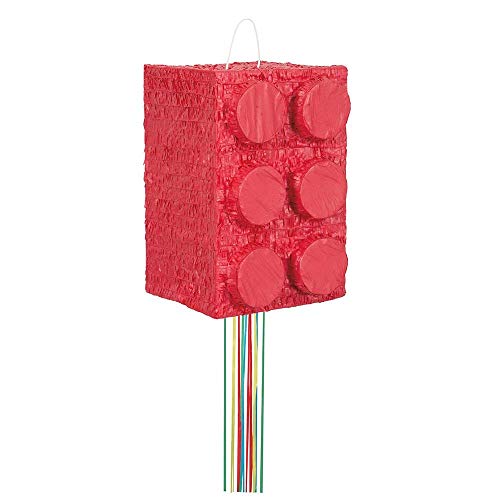 Unique Party- Piñata bloque de construcción para tirar, Color rojo, 0-0 years (65992)