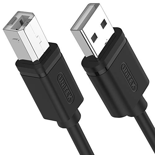 Unitek - Cable USB A a USB B (macho a macho) I 5 metros, estándar USb 2.0, PVC, 28AWG, 100% cobre, color negro I cable de datos para impresora/cable de impresora compatible con PC, portátil