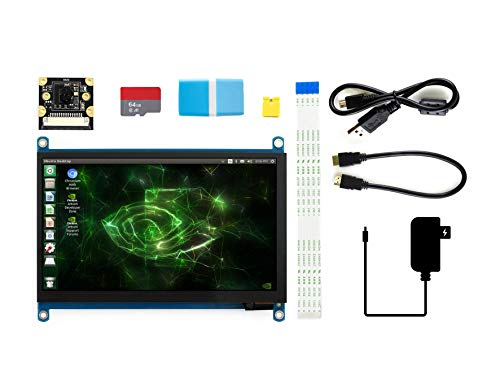 Waveshare Jetson Nano Development Pack (Type C) Bundle with 7inch IPS Capacitive Touch Display IMX219-77 Camera 64GB TF Card and Accessories (9 Items)