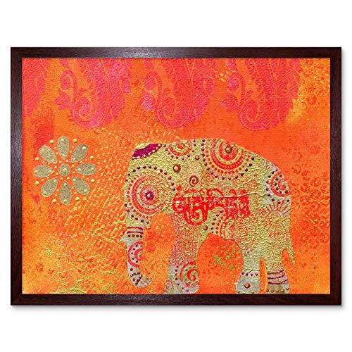 Wee Blue Coo DT Dian Collage Elephant Art Print Framed Poster Wall Decor 12X16 Inch