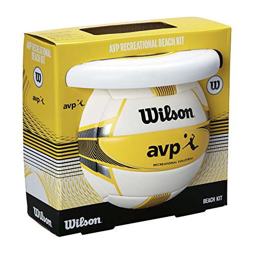 Wilson WTX0523KIT Set de Pelota de Voleibol Playa y Frisbee AVP Summer Kit Exterior Uso recreativo, Unisex Adulto, Blanco/Amarillo, Talla Única