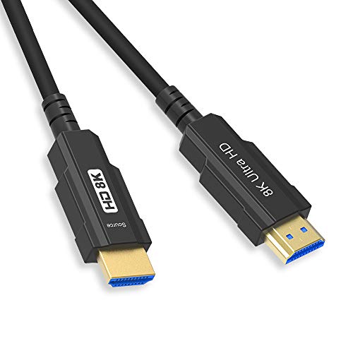 YIWENTEC 8K Optic HDMI Cable Real UHD HDR 8K 48Gbps 8K @ 60Hz 4K @ 120Hz HDMI Cable de Fibra 3D Compatible con HDCP2.2 (20M, 8K)