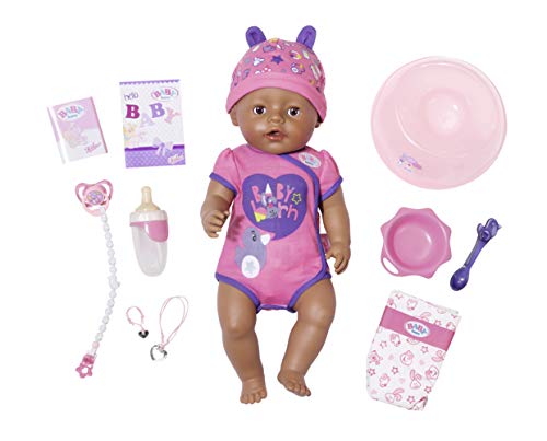 Zapf Baby Born 824382 Soft Touch-Girl - Muñeca interactiva con Ojos Marrones