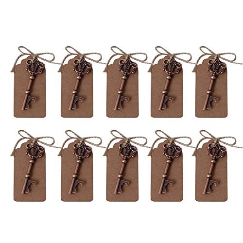 10 abrebotellas de estilo rústico de Awtlife, ideales para regalo de boda, souvenirs, decoración. Viene con cuerda de yute natural y papel marrón