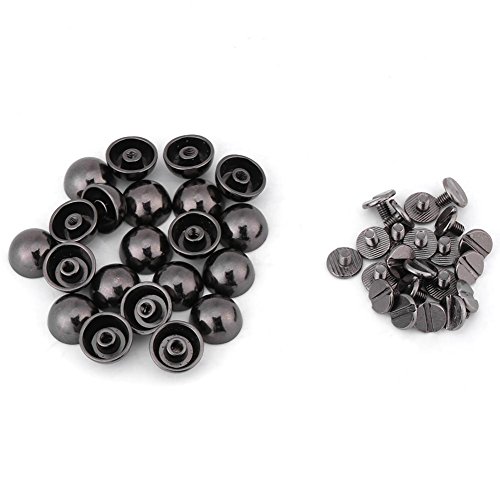10 piezas de metal de seta tachuelas remaches, tornillos de seta remaches botones para cinturón de cuero decoración de zapatos (negro)