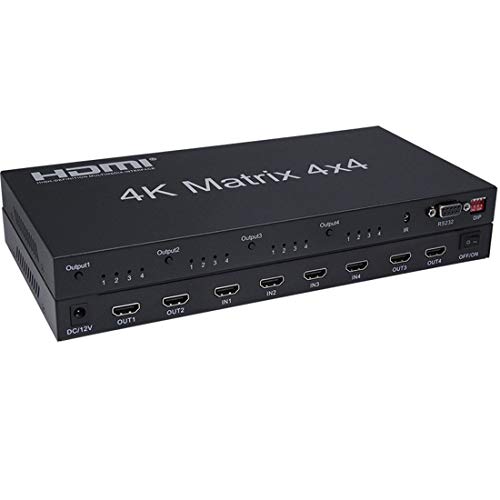 2.0 HDMI Matrix 4 x 4, 4K 60Hz 1080p (RGB/YUV 4: 4) Switch Splitter 4 Eingang 4 Out Converter RS232 EDID-Schalter