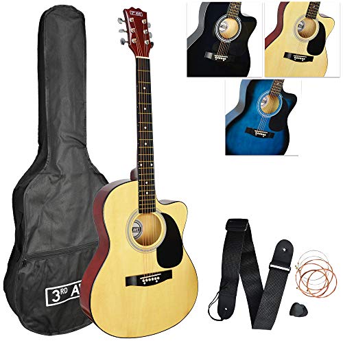 3rd Avenue STX10CANPK Pack de Guitarra Acústica Cutaway, Natural, Corte Acústico, Paquete estándar