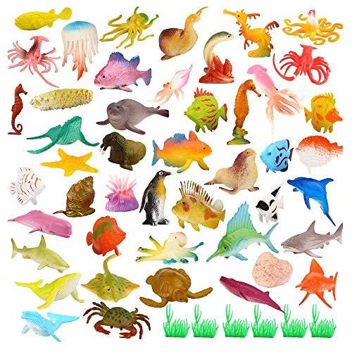 52 Piezas Animales Marinos,Animales de Juguete,Mini Juguetes de Figuras de Insectos de Plástico,para Niños, Niñas, Niños Pequeños, Bolsas de Fiesta, Regalos, Premios, Juguetes