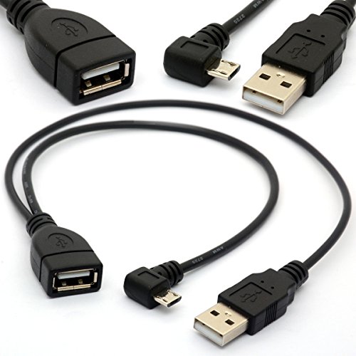 90 grados ángulo micro USB macho a USB hembra OTG anfitrión del cable con USB Power Enhancer Hub adaptador Y divisor