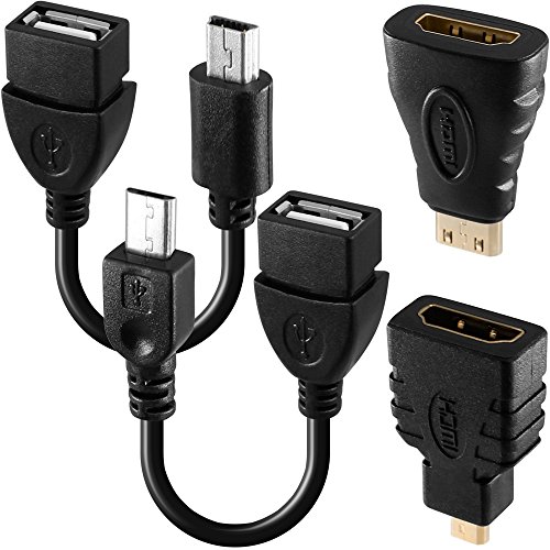 AFUNTA Adaptador USB OTG Tablet Android Juego de cables micro-; Otg Mini USB; HDMI hembra a Micro HDMI macho; Dispositivos HDMI Mini-HDMI estándar para activar