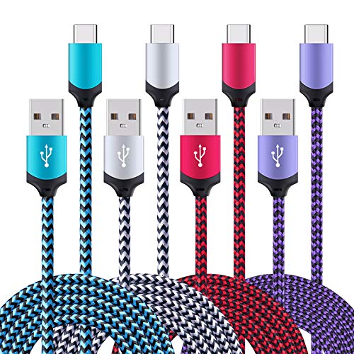 AILKIN - Cable USB C [4 Pack 2M] Nylon tipo C Cable de carga y datos para Samsung Galaxy S20/S10/S9/S8, Note 10/9/8, Huawei P40/P30/P20 Pro, LG G6/G5/V30/V20, Google Pixel