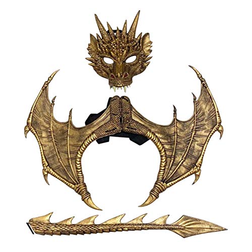 Alas de dragón para cosplay de niños, cubierta de dragón de tres piezas, ala y cola, decoración de fiesta de Halloween