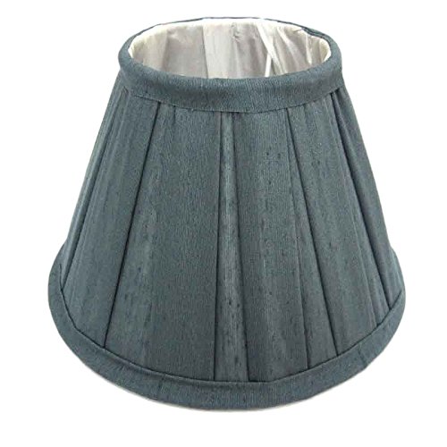 Better & Best Pantalla de lámpara de seda, con pinza de sujeción para bombillas tipo vela, tabla ancha, de 12 cm, color azul grisáceo