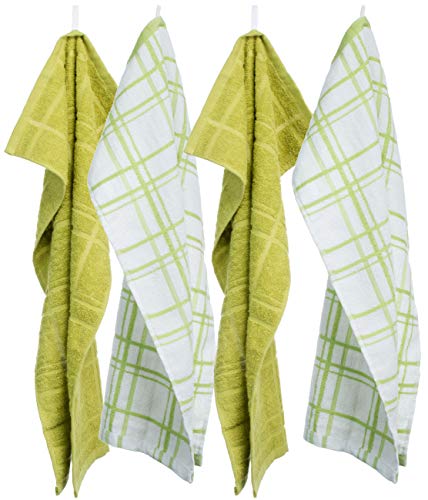 Brandsseller Paños de cocina (100% algodón, 4 unidades, aprox. 40 x 60 cm), color verde