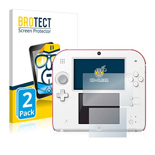 BROTECT Protector Pantalla Compatible con Nintendo 2DS Protector Transparente (2 Unidades) Anti-Huellas