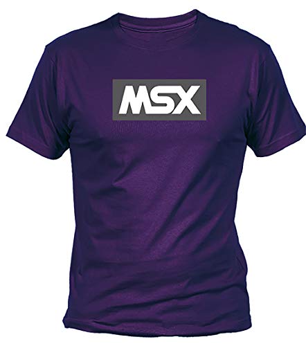 Camisetas EGB Camiseta Adulto/niño MSX ochenteras 80´s Retro (Morado, XL)