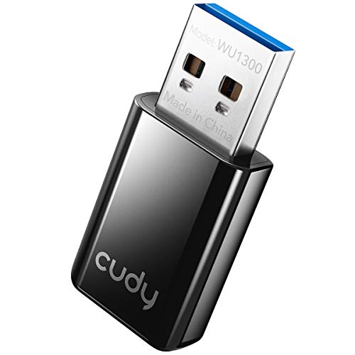 Cudy WU1300 AC 1300Mbps WiFi Adaptador USB 3.0 para PC, 400Mbps + 867Mbps USB WiFi Dongle, 5Ghz /2.4Ghz, USB 3.0 para Mayor Velocidad, Compatible con Windows Vista /7/8/8.1/10