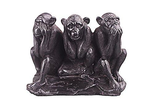 danila-souvenirs Figura decorativa de piedra estatua escultura Ver oír, hablar no mal Tres monos sabios 11,9 cm, color negro