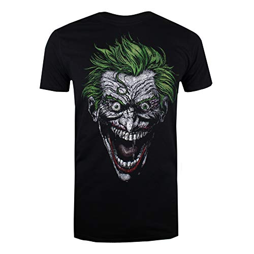 DC Comics Joker Camiseta, Negro (Black Blk), Large para Hombre