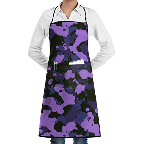 Delantal de chef con diseño de camuflaje militar, color rosa, morado, negro, para mujeres, hombres, delantal de cocina, divertido delantal de barbacoa, delantal ajustable con bolsillos