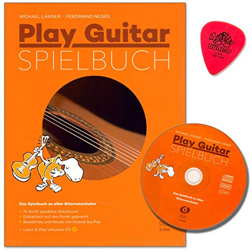 Dunlop PLEK Play Guitar - Libro de juego para todas las escuelas de guitarra de Michael Lange (74 piezas individuales, desde clásico hasta pop, con CD, incluye CD