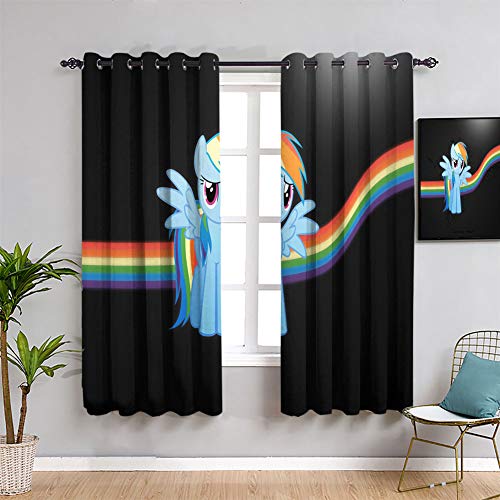 Elliot Dorothy Cortinas opacas para dormitorio My Little Pony Rainbow Dash con ojales, cortinas de ventana de 63 x 72 cm