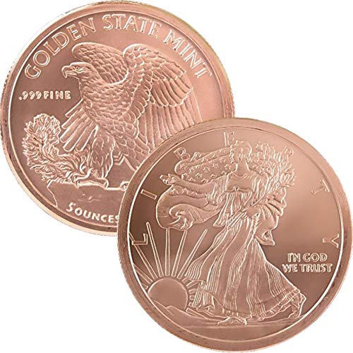 Fantástica gran moneda (Ø: 64mm) de cobre puro de aprox. 5 onzas (=145 a 155 gramos), con grandes símbolos norteamericanos bellamente acuñados