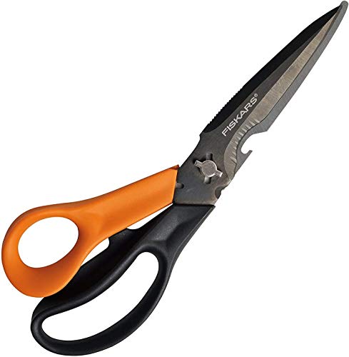 Fiskars Cuts + More Tijeras multifunción, Hoja de Acero Inoxidable/Mangos de plástico, Negro/Naranja, 3.0x30.5x12.0 cm